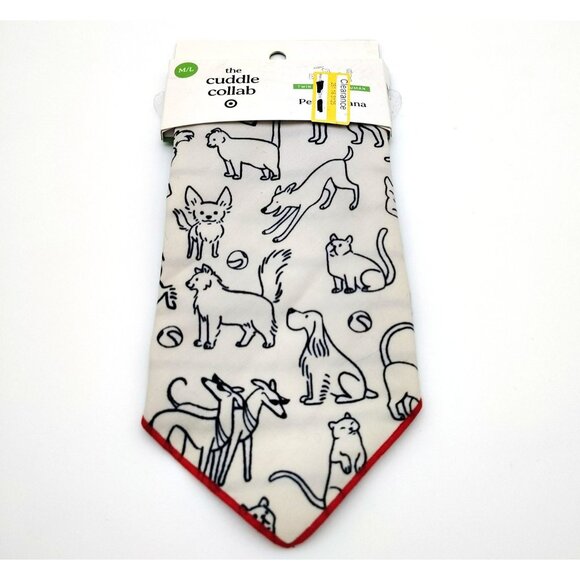Cuddle Collab Other - Cuddle Collab Pet Bandana M/L Dog Cat Black White Red Trim Never Worn Animal